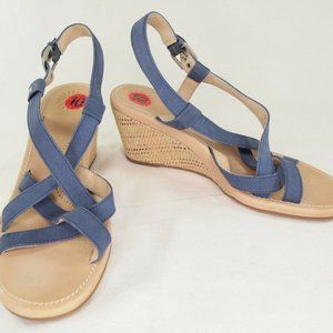 Ugg "Gaiana" Blue Leather Wedge Sandals NEW Sz 10